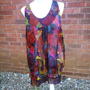 Lane Bryant Paisley Boho Tank Sz 18 Semi Sheer